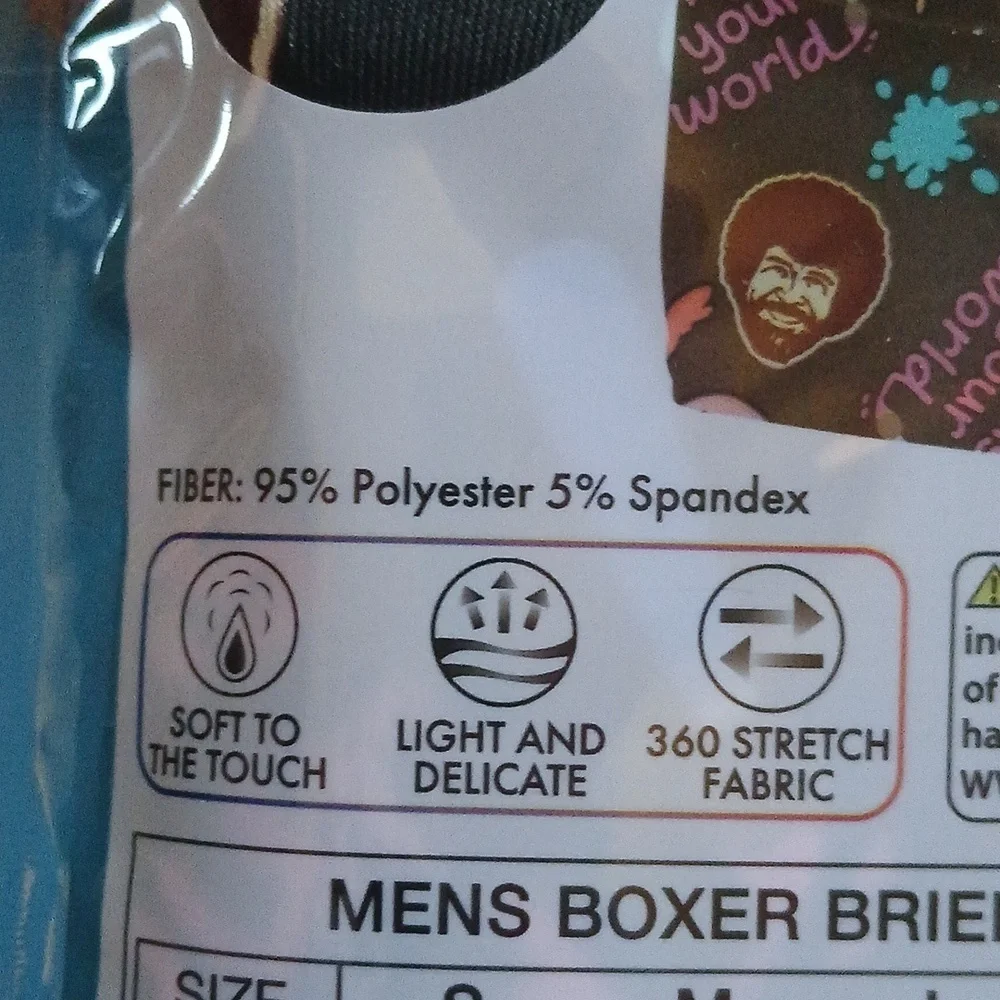 Bob Ross Men's Boxer Briefs -The Joy of Painting Artistic Soft Light Size Large